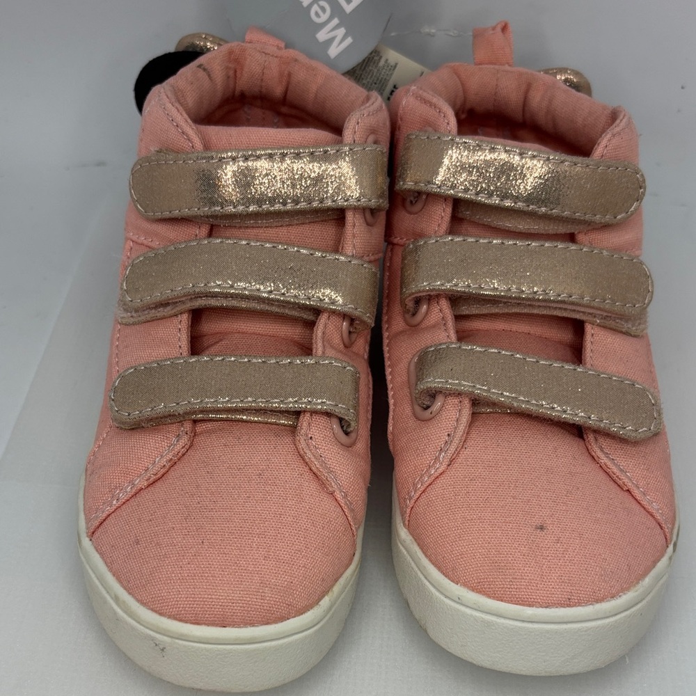 Disney Minnie Mouse Sneakers Pink Gold Straps bows 11 NWT
